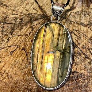 Huge & Chunky Labradorite Pendant 2 7/8”